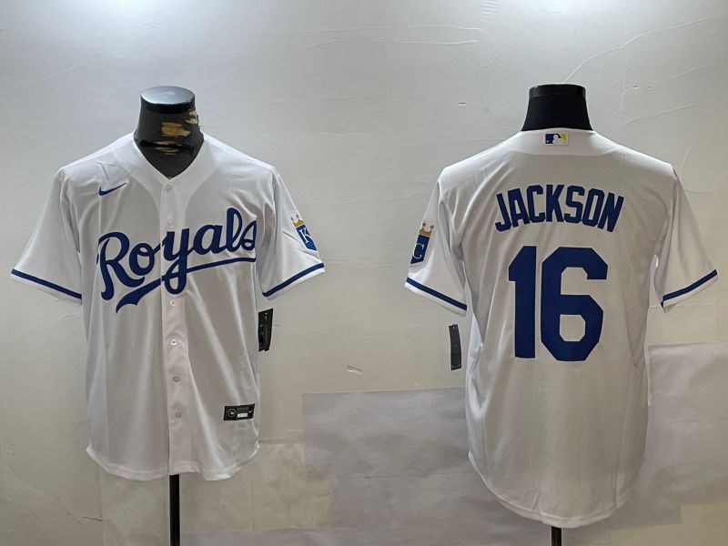 Men Kansas City Royals #16 Jackson White Game 2024 Nike MLB Jersey style 1